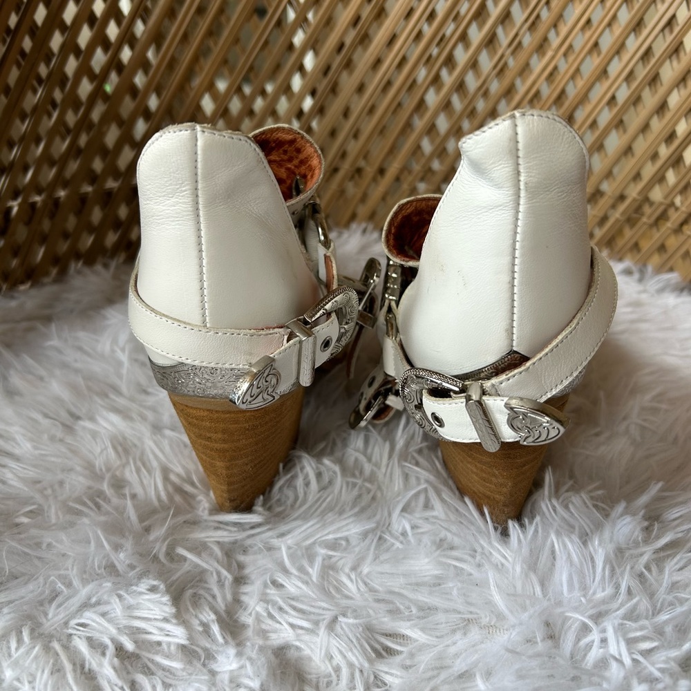 Jeffrey Campbell White Cutout Studded Ankle Booties with Silver Accent - Picture 5 of 7